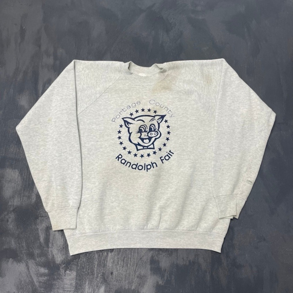 Vintage Sweatshirt XL Gray 90s Good Portage County Randolph‎ Fair